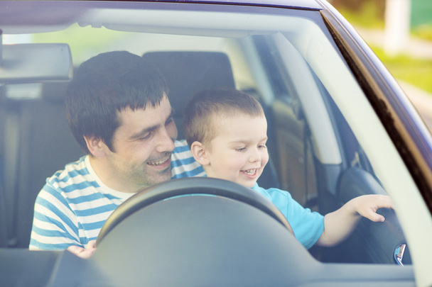 Father with son driving car - Photo, image