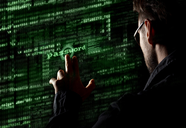 Silhouette of a hacker - Photo, Image