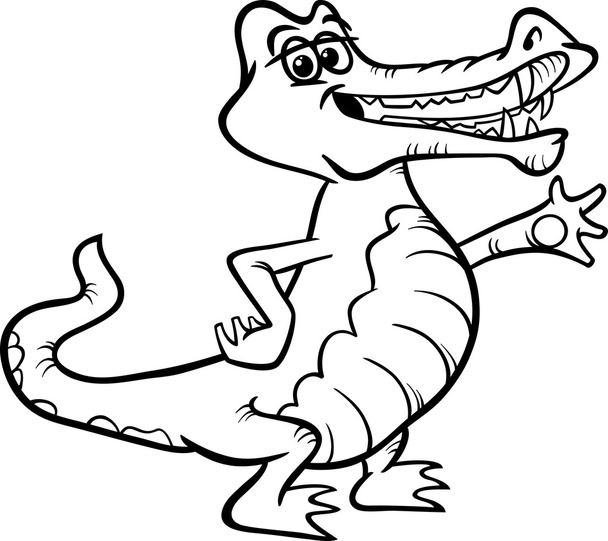 crocodile animal cartoon coloring book - Vettoriali, immagini