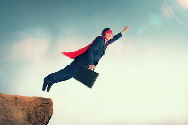 flying superhero businessman - Photo, Image