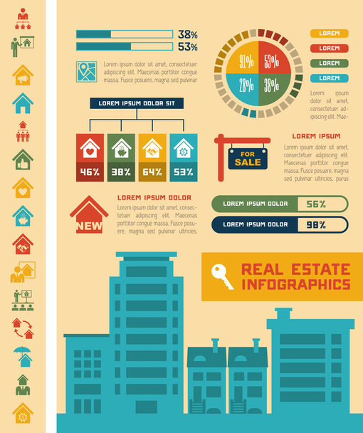 Real Estate Infographics. - Vettoriali, immagini