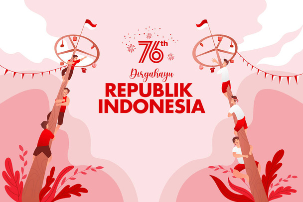 Indonésie carte de vœux de fête de l'indépendance avec illustration de concept de jeux traditionnels. Dirgahayu République indonésienne indonésienne fête de l'indépendance - Vecteur, image