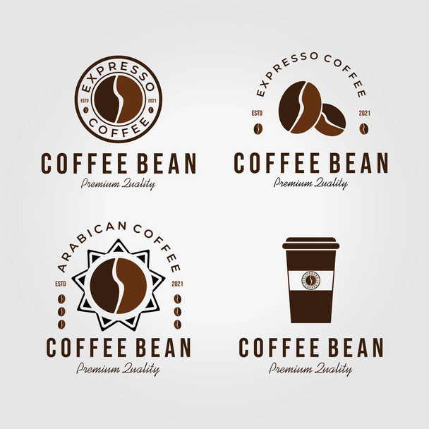 コーヒー豆ロゴのエンブレム｜Vintage Vector Design Illustration - ベクター画像