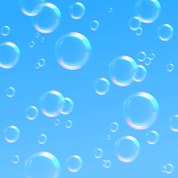 Blue gradient design, colorful bubbles of different diameters. - Wektor, obraz