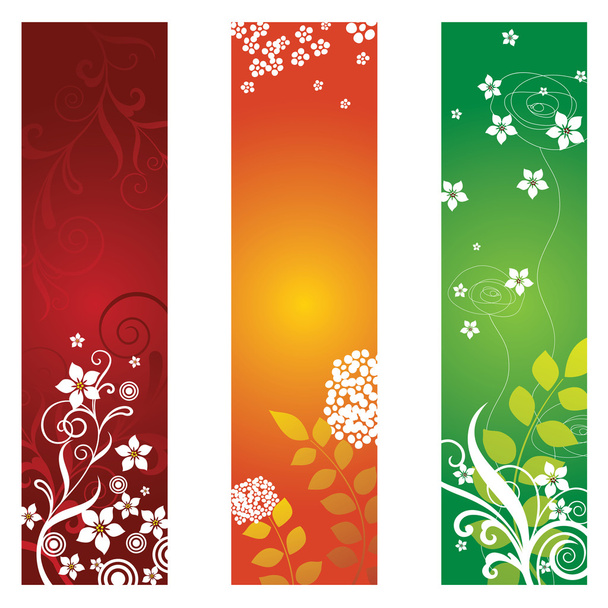 Three floral banners or bookmarks - Vetor, Imagem
