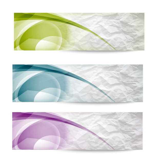 ensemble de trois banderoles en papier froissé - Διάνυσμα, εικόνα