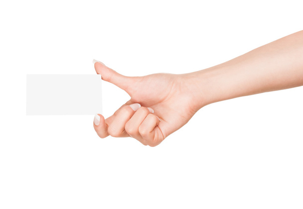 Main féminine avec carte blanche
 - Photo, image