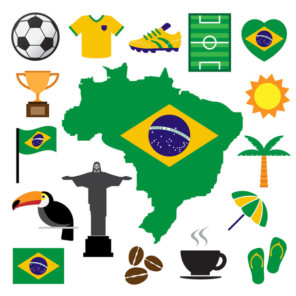 Brezilya futbol Icon set - Vektör, Görsel