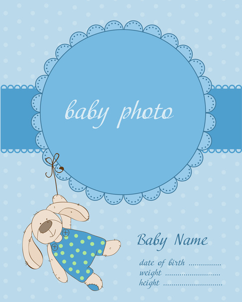 Baby Boy Arrival Card with Frame - Vector, afbeelding