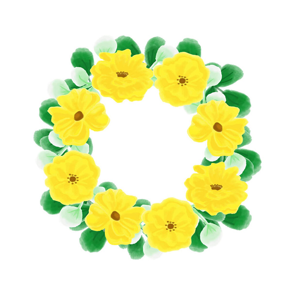 Yellow Flower Wreath  Illustration - Vettoriali, immagini