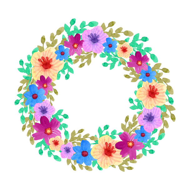 Colorfull  Flower Wreath Illustration - Vector, Image