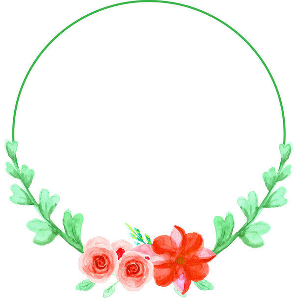  simple Flower Wreath Watercolor   - Vector, imagen