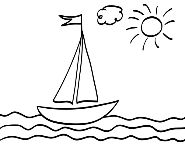 Ship in black and white - illustration. - Vector, Image
