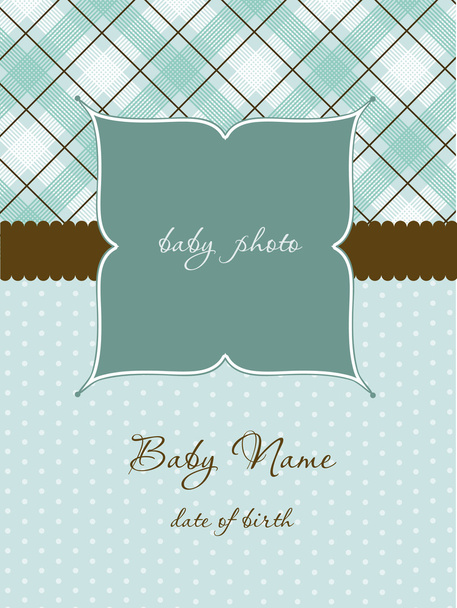Baby Arrival Card with Photo Frame - Vector, Image