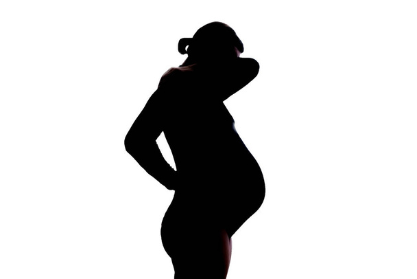 Donna incinta in piedi con un dolore al collo - Foto, immagini