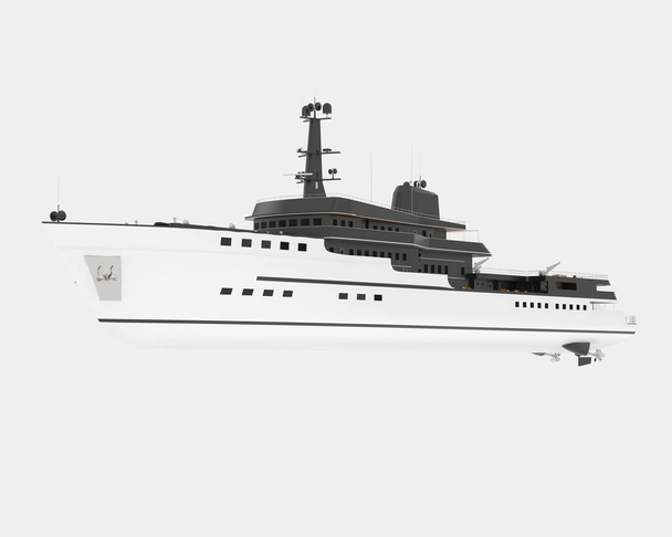 Mega yacht isolato sullo sfondo. rendering 3d - illustrazione - Foto, immagini
