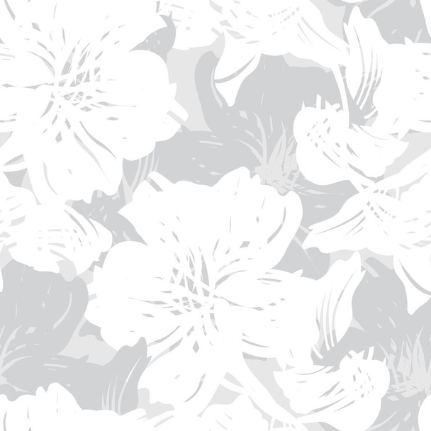 Black and White Floral brush strokes seamless pattern background for fashion prints, graphics, backgrounds and crafts - Vector, Image