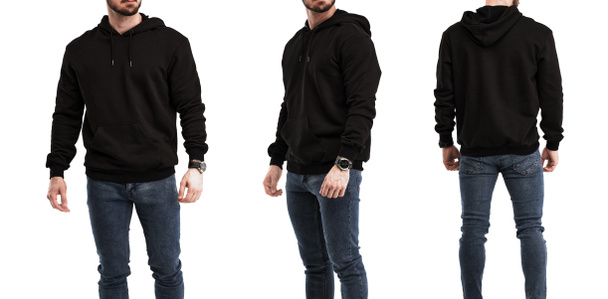 Студійний знімок чоловіка в чорному светрі. ізольований одяг макет фото
 - Фото, зображення