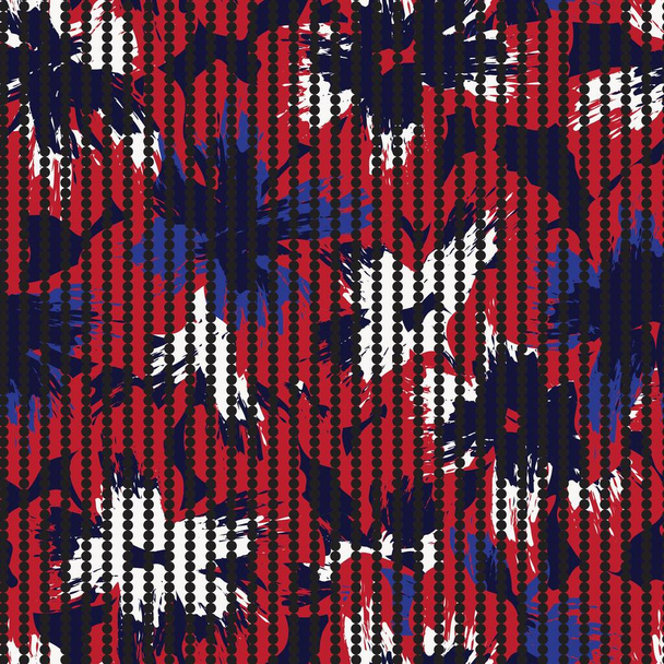 Červené květinové bezešvé vzor s pruhovaným pozadím pro módní textil a grafiku - Vektor, obrázek