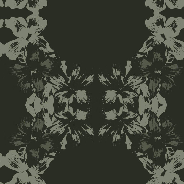 Green Symmetric Floral seamless pattern design for fashion textiles and graphics - Vector, Image