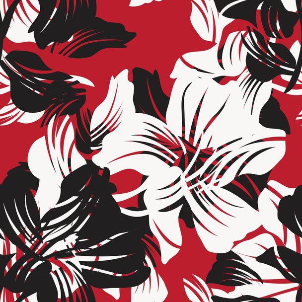 Κόκκινο Floral αδιάλειπτη μοτίβο φόντο για υφάσματα μόδας, γραφικά, υπόβαθρα και χειροτεχνίες - Διάνυσμα, εικόνα