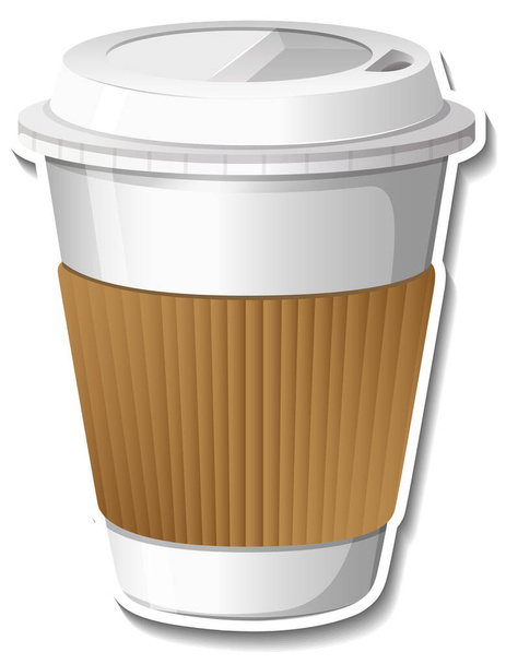 Paper cup for hot drink sticker on white background illustration - Vektori, kuva