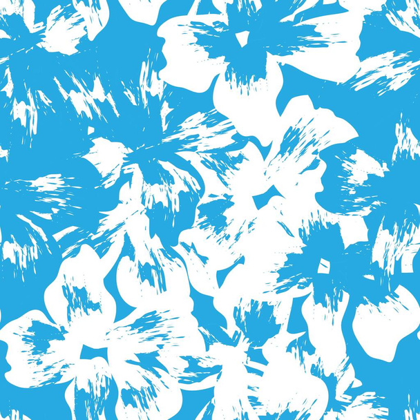 Bleu Floral coups de pinceau fond de motif sans couture pour les impressions de mode, graphiques, milieux et métiers - Vecteur, image
