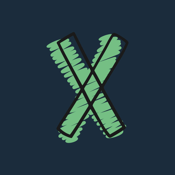 Логотип літери X намальовано вручну з фетровим підказкою та маркерними штрихами. Ідеально підходить для будь-яких сторінок коміксів, плакатів дошкільного віку, милої ідентичності тощо
. - Вектор, зображення