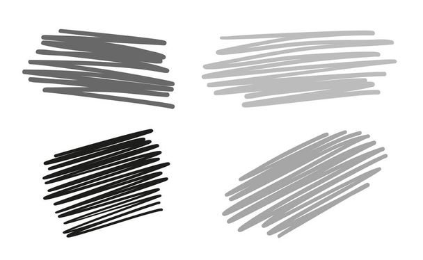 フリーハンドのハッチング形状。スケッチな要素。手描きのアブストラクトライン。白黒のイラスト - ベクター画像