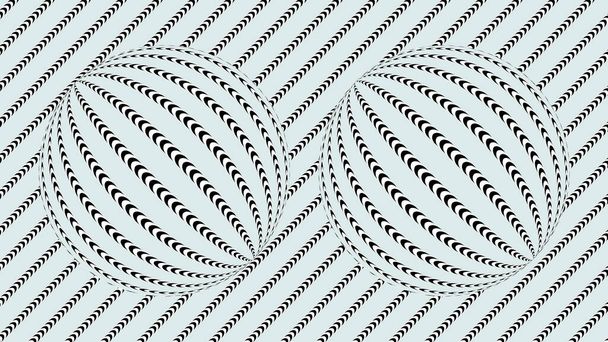 Δύο περιστρεφόμενη σφαίρα ριγέ γεωμετρικό μοτίβο. Διπλή οπτική ψευδαίσθηση σε λευκό φόντο - Διάνυσμα, εικόνα