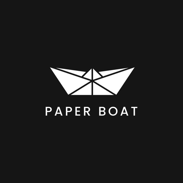 Paper boat minimalistic logo symbol vector illustration design, perfect for various business identities - Vektör, Görsel