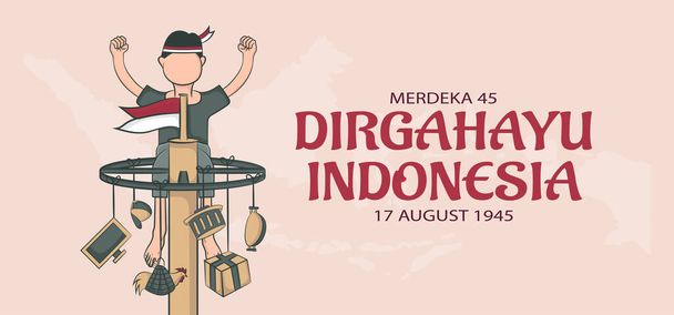 Plantilla de concepto de banner de día de independencia Indonesia. Ilustración vectorial - Vector, imagen