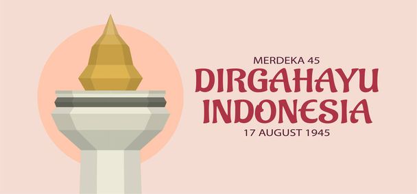 Indonésia independência dia paisagem banner design. Ilustração vetorial - Vetor, Imagem