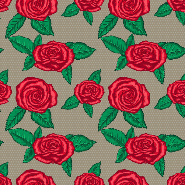 Απρόσκοπτη μοτίβο με τριαντάφυλλα - Διάνυσμα, εικόνα