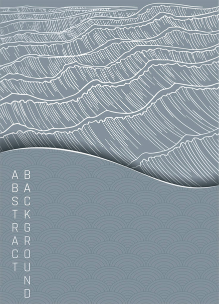  vektor fényoldó és kék absztrakt illusztráció hullámok japán stílusban - Vektor, kép