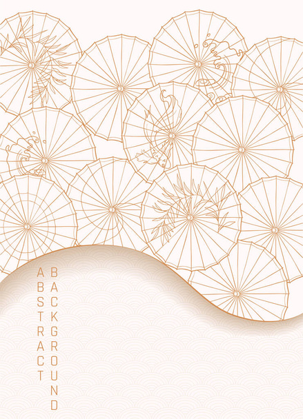  wektor złoto i biały ilustracja z papierowymi parasolami - Wektor, obraz