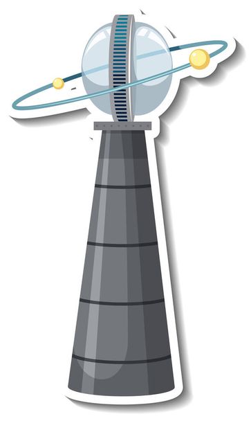 Sticker template with unidentified flying object (UFO) isolated illustration - Vector, Image