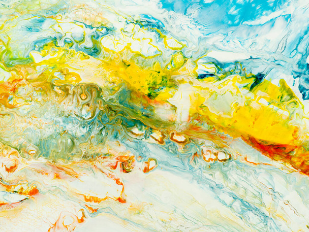 Abstract creative colorful hand painted background, fluid art, marble texture, abstract ocean, acrylic painting on canvas. Modern art. Contemporary art. - Fotoğraf, Görsel