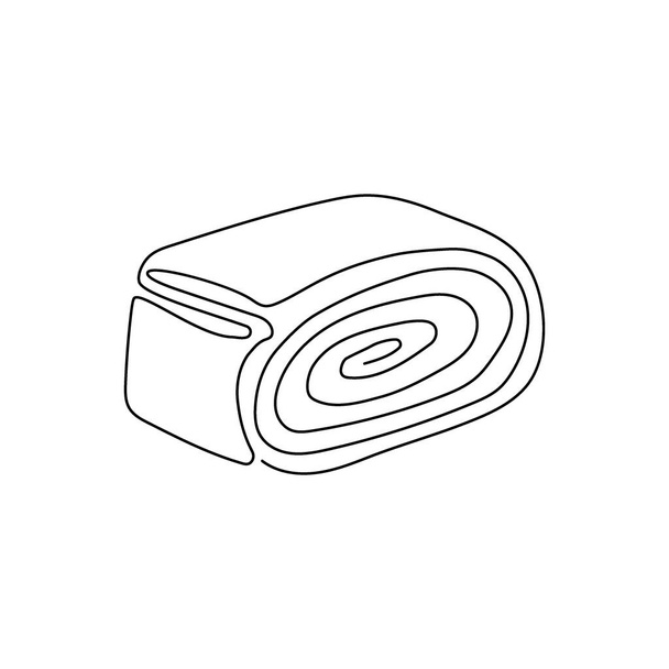 Semilla de amapola rollo de una línea art. Dibujo continuo de la línea de tarta, pastel, pastel. - Vector, Imagen