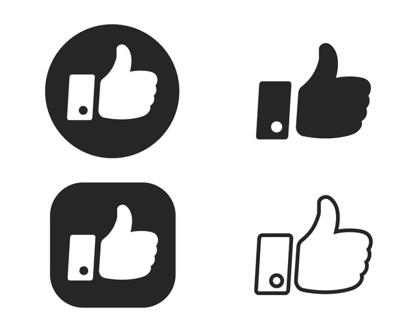 Thumbs-up set of flat icons. Thumbs up collection, hands icon, like icons. Vector illustration - Vektor, Bild