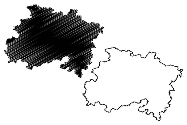 Lichtenfels district (República Federal de Alemania, distrito rural Alta Franconia, Estado Libre de Baviera) mapa vector ilustración, boceto de garabato Mapa de Lichtenfels - Vector, Imagen