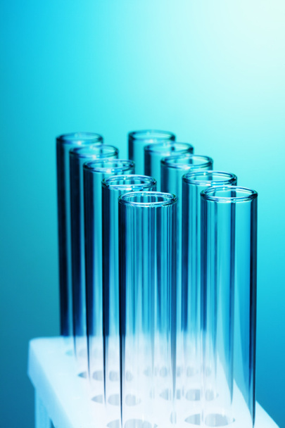 Rows of empty test tubes fixed together - Foto, Imagen