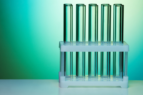 Empty test tubes organized and fixed in rows - Foto, Imagem