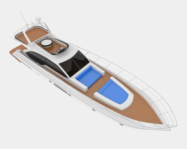 Yacht de luxe isolé sur fond. rendu 3d - illustration - Photo, image