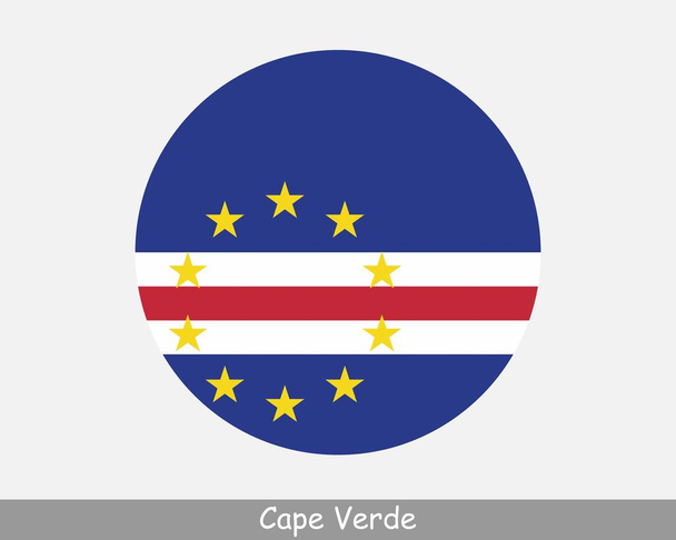 Cape Verde Round Circle Flag. Cabo Verde, Verdean Circular Button Banner Icon. EPS Vector - Vektor, kép