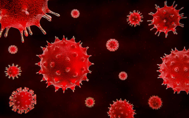 Вірус клітинної інфекції макрос під мікроскопом. Абстрактна вірусна інфекція, що спричиняє хронічні захворювання. 3d ілюстрація
. - Фото, зображення