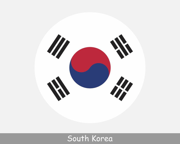 South Korea Round Circle Flag. Korean Circular Button Banner Icon. EPS Vector - Wektor, obraz
