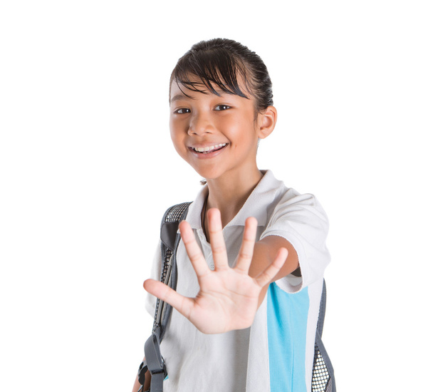 κορίτσι σε σχολική στολή και σακίδιο - Φωτογραφία, εικόνα