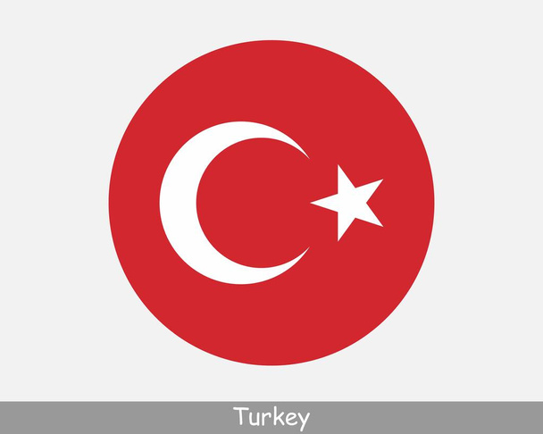 Turkey Round Circle Flag. Turkish Turk Circular Button Banner Icon. EPS Vector - Wektor, obraz
