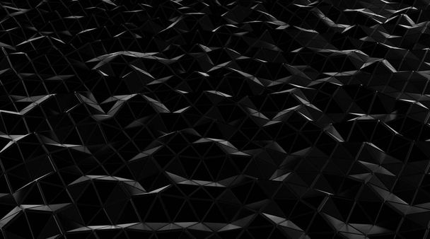 Triangular negro abstracto con fondo de marco de alambre blanco, geométrico de línea. Renderizado 3d - Foto, Imagen